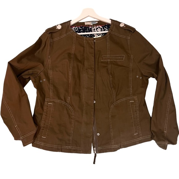 Boden Jackets & Blazers - Boden brown khaki zip up Utility jacket women’s 18 cotton stretch